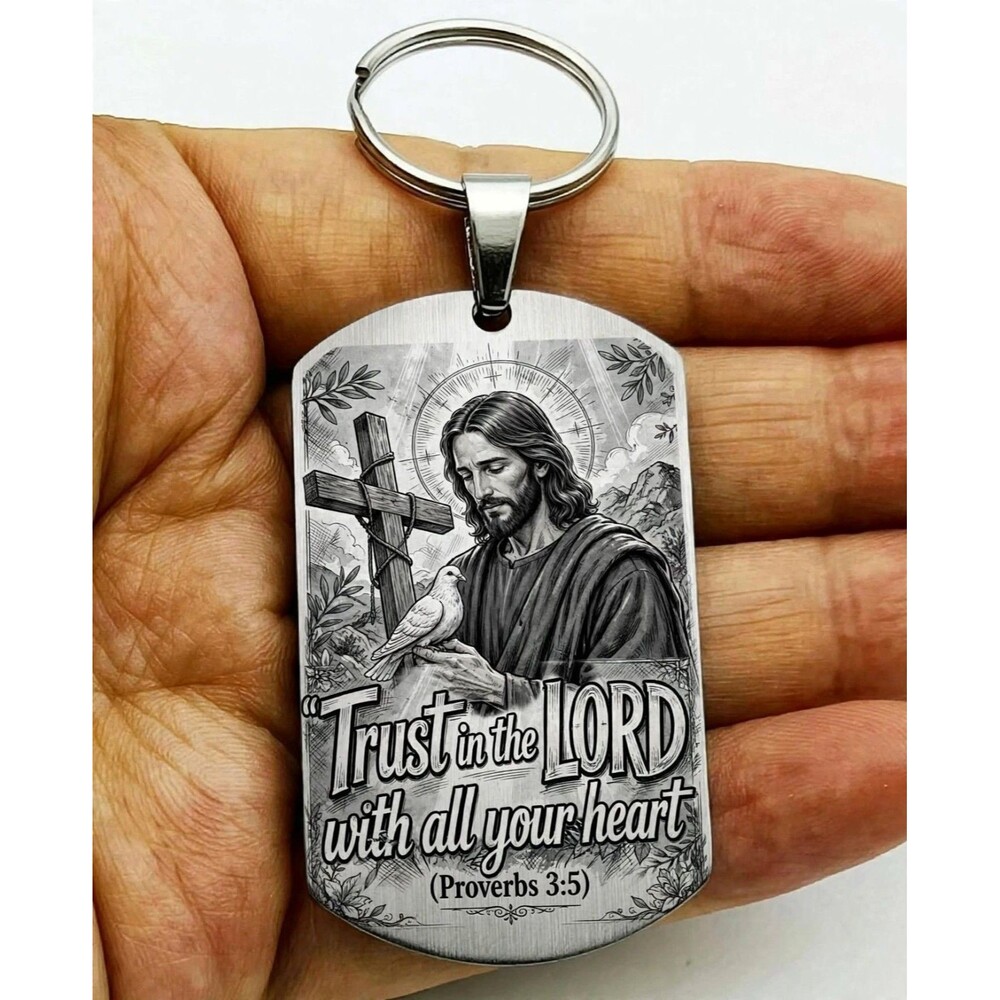 Trust Your Heart Quote God Lord Jesus Christ Stainless Keychain Reminder Bible